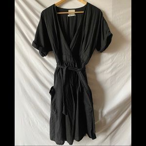 Urban Outfitters black wrap knee length dress